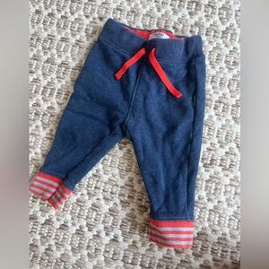 Baby Boden Navy Joggers with Red Striped Cuffs